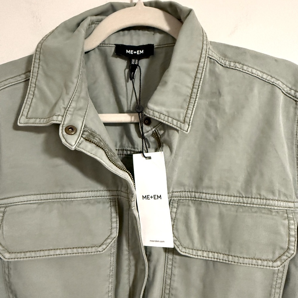 NWT Me + Em super soft utility jumpsuit sage green organic cotton size 10 - Picture 3 of 12